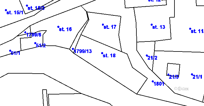 Parcela st. 18 v KÚ Jesenice u Sedlčan, Katastrální mapa