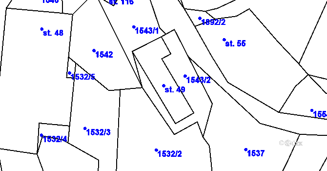 Parcela st. 49 v KÚ Jesenice u Sedlčan, Katastrální mapa