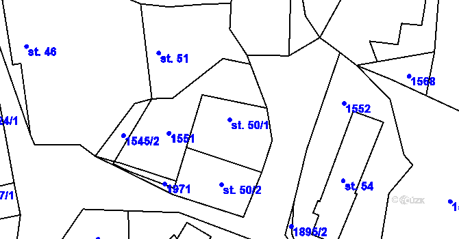 Parcela st. 50/1 v KÚ Jesenice u Sedlčan, Katastrální mapa