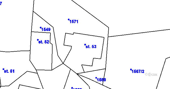 Parcela st. 53 v KÚ Jesenice u Sedlčan, Katastrální mapa