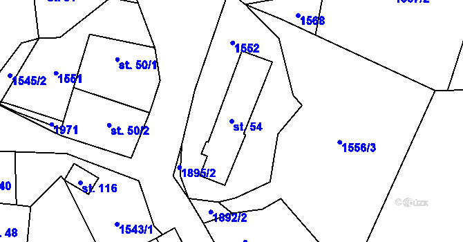 Parcela st. 54 v KÚ Jesenice u Sedlčan, Katastrální mapa