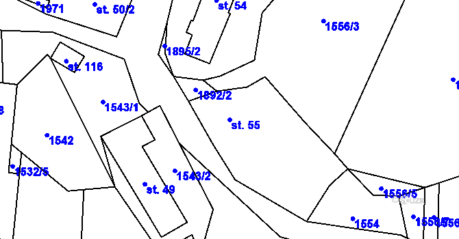 Parcela st. 55 v KÚ Jesenice u Sedlčan, Katastrální mapa