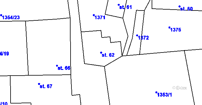 Parcela st. 62 v KÚ Jesenice u Sedlčan, Katastrální mapa