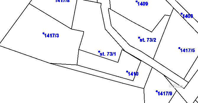 Parcela st. 73/1 v KÚ Jesenice u Sedlčan, Katastrální mapa