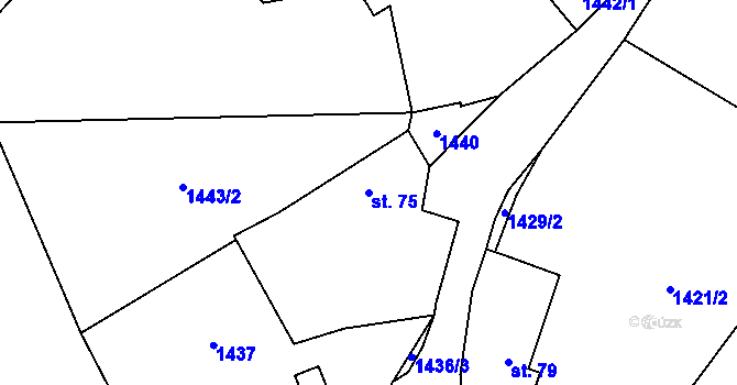 Parcela st. 75 v KÚ Jesenice u Sedlčan, Katastrální mapa