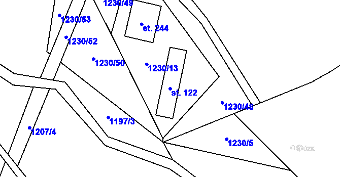 Parcela st. 122 v KÚ Jesenice u Sedlčan, Katastrální mapa