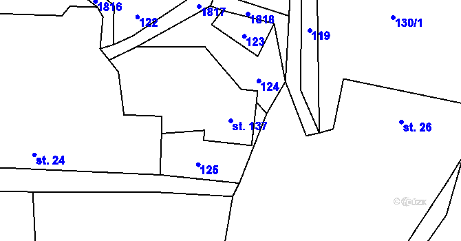 Parcela st. 137 v KÚ Jesenice u Sedlčan, Katastrální mapa