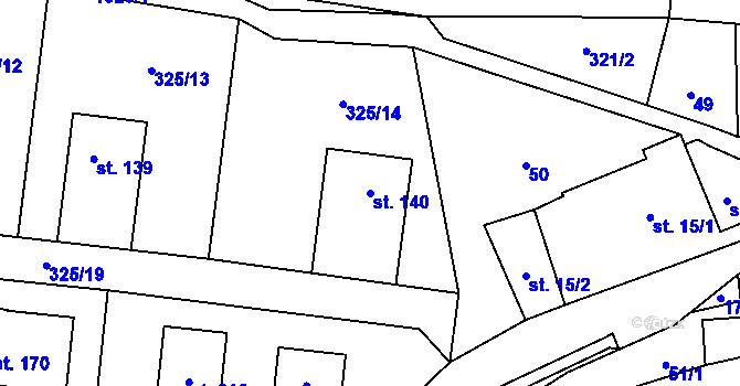 Parcela st. 140 v KÚ Jesenice u Sedlčan, Katastrální mapa