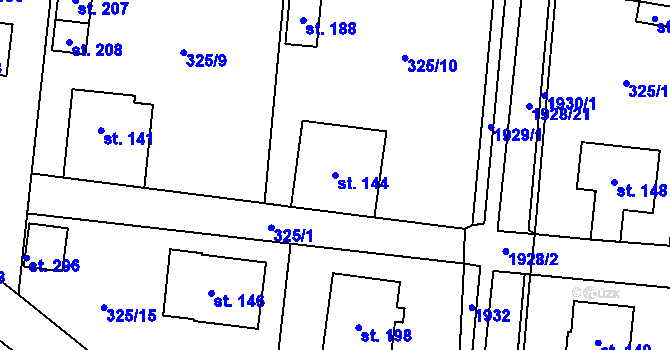 Parcela st. 144 v KÚ Jesenice u Sedlčan, Katastrální mapa