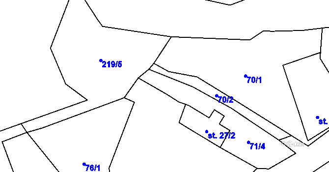 Parcela st. 71/3 v KÚ Jesenice u Sedlčan, Katastrální mapa