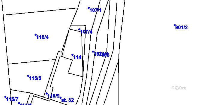 Parcela st. 108 v KÚ Jesenice u Sedlčan, Katastrální mapa