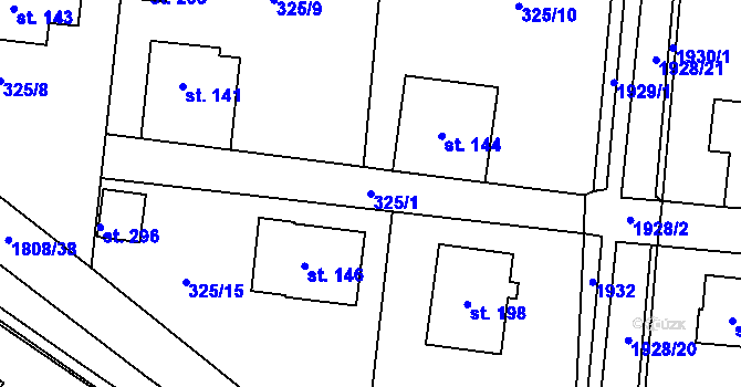 Parcela st. 325/1 v KÚ Jesenice u Sedlčan, Katastrální mapa