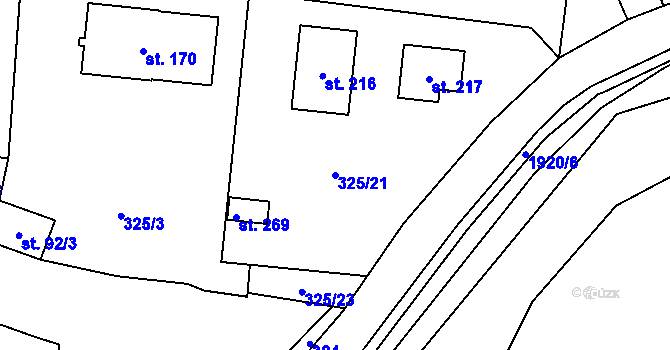 Parcela st. 325/21 v KÚ Jesenice u Sedlčan, Katastrální mapa