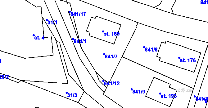 Parcela st. 841/7 v KÚ Jesenice u Sedlčan, Katastrální mapa