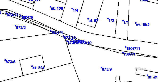 Parcela st. 873/10 v KÚ Jesenice u Sedlčan, Katastrální mapa