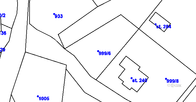 Parcela st. 999/6 v KÚ Jesenice u Sedlčan, Katastrální mapa