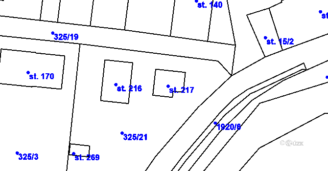 Parcela st. 217 v KÚ Jesenice u Sedlčan, Katastrální mapa