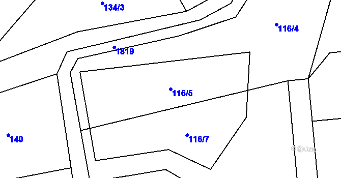 Parcela st. 116/5 v KÚ Jesenice u Sedlčan, Katastrální mapa