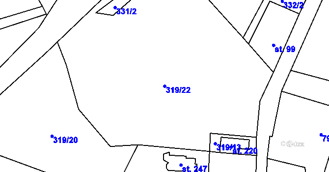 Parcela st. 319/22 v KÚ Jesenice u Sedlčan, Katastrální mapa