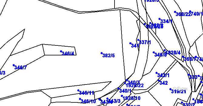 Parcela st. 382/5 v KÚ Jesenice u Sedlčan, Katastrální mapa