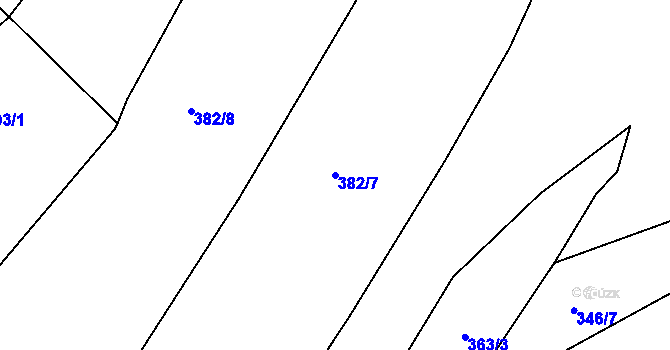 Parcela st. 382/7 v KÚ Jesenice u Sedlčan, Katastrální mapa