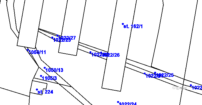 Parcela st. 1022/26 v KÚ Jesenice u Sedlčan, Katastrální mapa