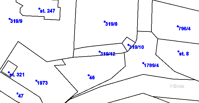 Parcela st. 319/12 v KÚ Jesenice u Sedlčan, Katastrální mapa