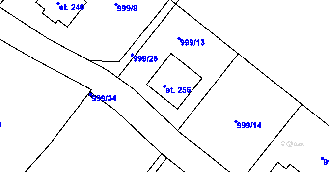 Parcela st. 256 v KÚ Jesenice u Sedlčan, Katastrální mapa