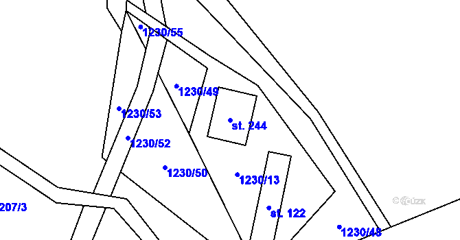 Parcela st. 244 v KÚ Jesenice u Sedlčan, Katastrální mapa