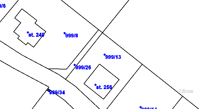 Parcela st. 999/13 v KÚ Jesenice u Sedlčan, Katastrální mapa