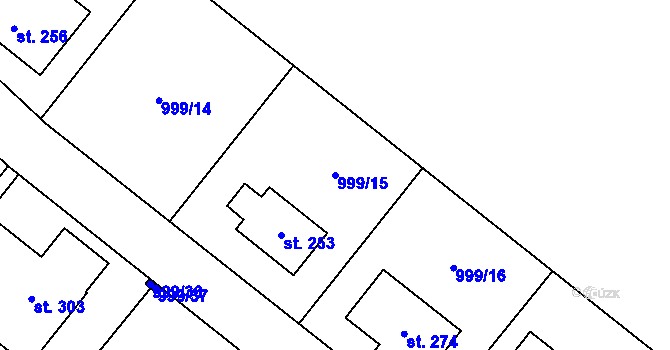 Parcela st. 999/15 v KÚ Jesenice u Sedlčan, Katastrální mapa