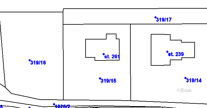 Parcela st. 261 v KÚ Jesenice u Sedlčan, Katastrální mapa