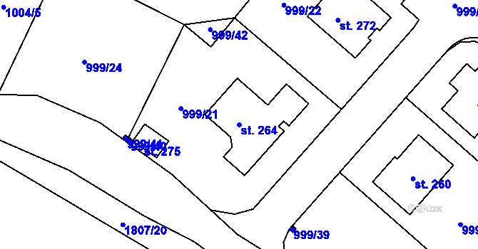 Parcela st. 264 v KÚ Jesenice u Sedlčan, Katastrální mapa