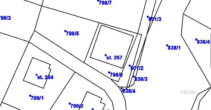 Parcela st. 267 v KÚ Jesenice u Sedlčan, Katastrální mapa