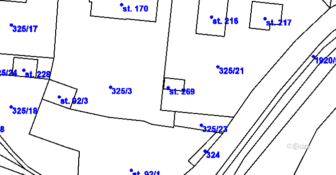 Parcela st. 269 v KÚ Jesenice u Sedlčan, Katastrální mapa