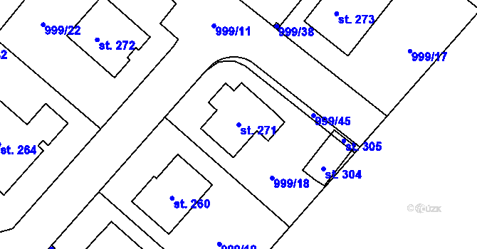Parcela st. 271 v KÚ Jesenice u Sedlčan, Katastrální mapa