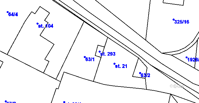 Parcela st. 293 v KÚ Jesenice u Sedlčan, Katastrální mapa