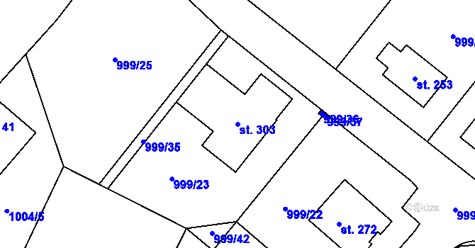 Parcela st. 303 v KÚ Jesenice u Sedlčan, Katastrální mapa
