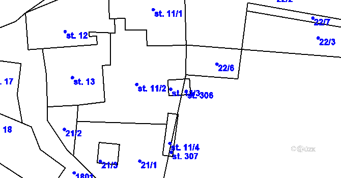 Parcela st. 11/3 v KÚ Jesenice u Sedlčan, Katastrální mapa