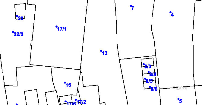 Parcela st. 13 v KÚ Jesenice u Rakovníka, Katastrální mapa