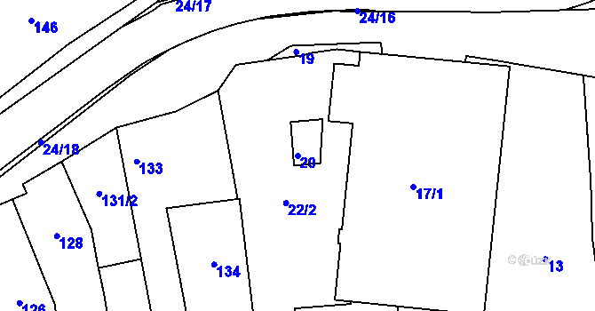 Parcela st. 20 v KÚ Jesenice u Rakovníka, Katastrální mapa