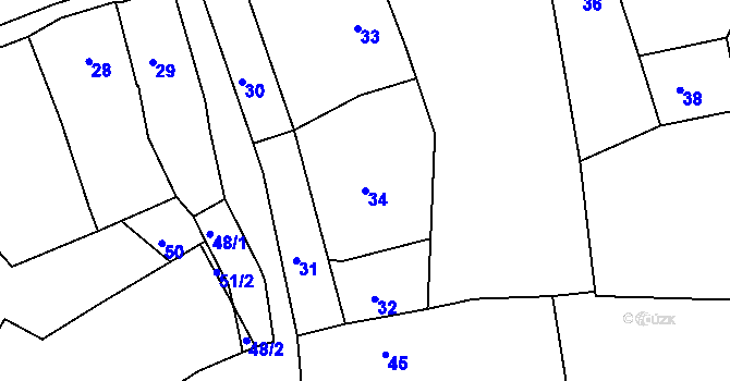 Parcela st. 34 v KÚ Jesenice u Rakovníka, Katastrální mapa