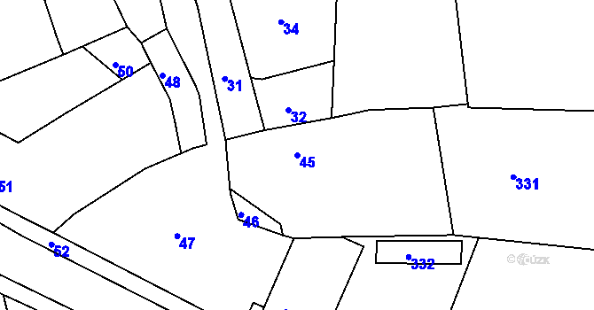 Parcela st. 45 v KÚ Jesenice u Rakovníka, Katastrální mapa