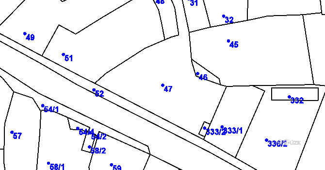 Parcela st. 47 v KÚ Jesenice u Rakovníka, Katastrální mapa