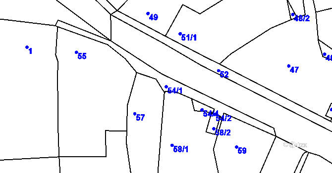 Parcela st. 54/1 v KÚ Jesenice u Rakovníka, Katastrální mapa