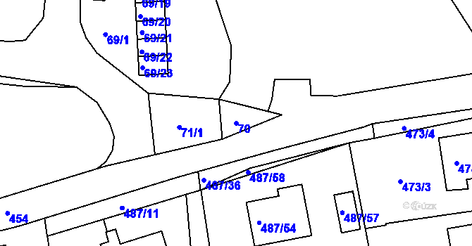Parcela st. 70 v KÚ Jesenice u Rakovníka, Katastrální mapa