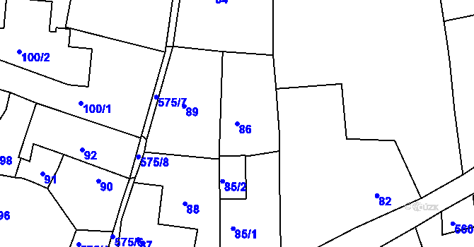 Parcela st. 86 v KÚ Jesenice u Rakovníka, Katastrální mapa