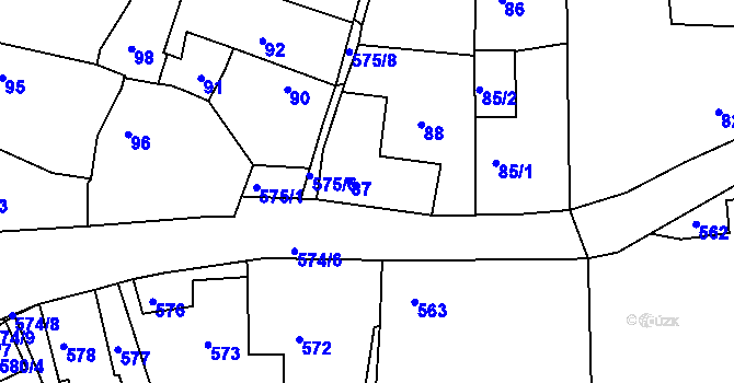 Parcela st. 87 v KÚ Jesenice u Rakovníka, Katastrální mapa