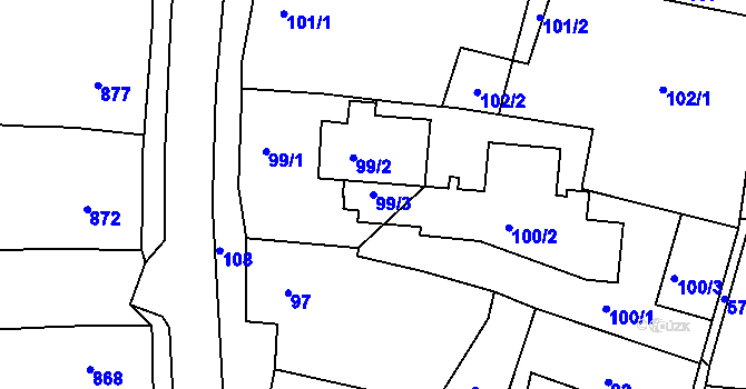 Parcela st. 99/3 v KÚ Jesenice u Rakovníka, Katastrální mapa