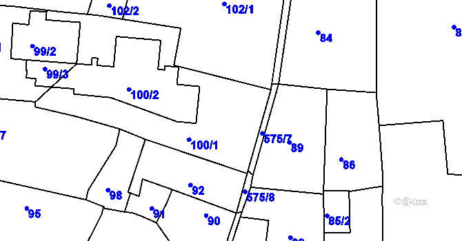 Parcela st. 100/3 v KÚ Jesenice u Rakovníka, Katastrální mapa